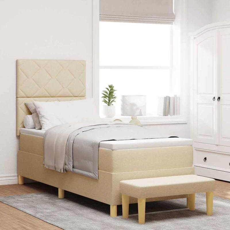 vidaXL Κρεβάτι με ελατήρια με στρώμα Κρεμ 80 x 200 cm ύφασμα