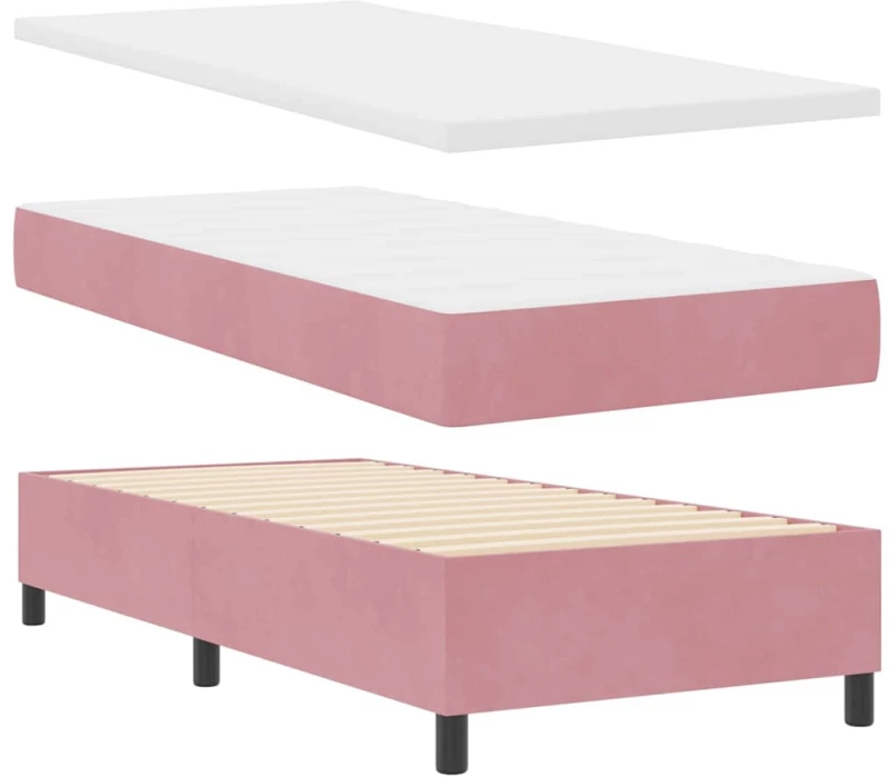 vidaXL Κρεβάτι με ελατήρια με στρώμα Ροζ 100 x 200 cm Βελούδο