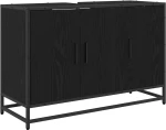 vidaXL Σετ Επίπλων Μπάνιου με ράφι 2 pcs Μαύρη Οξυά Επεξεργασμένο ξύλο