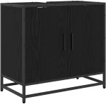 vidaXL Σετ Επίπλων Μπάνιου με ράφι 4 pcs Μαύρη Οξυά Επεξεργασμένο ξύλο