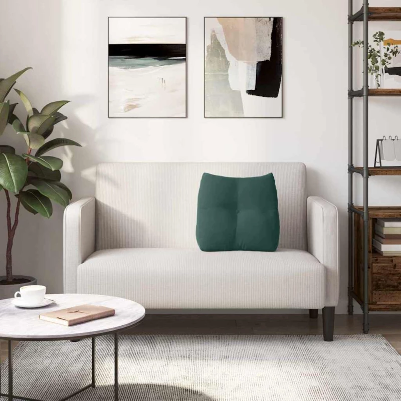 vidaXL Μαξιλάρι Πλάτης Σκούρο Πράσινο 45 x 24 x 50 εκ Βελούδο