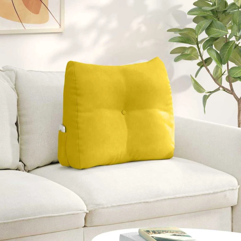 vidaXL Μαξιλάρι Πλάτης Κίτρινο 60 x 24 x 50 εκ Βελούδο