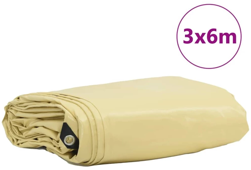 vidaXL Τέντα 650g / m² Μπεζ 3 x 6 m Καμβάς με επικάλυψη PVC