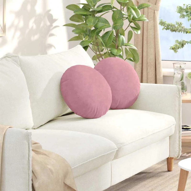vidaXL Μαξιλάρια καθισμάτων 2 pcs Ροζ Ø 40 x 13 εκ. Βελούδο