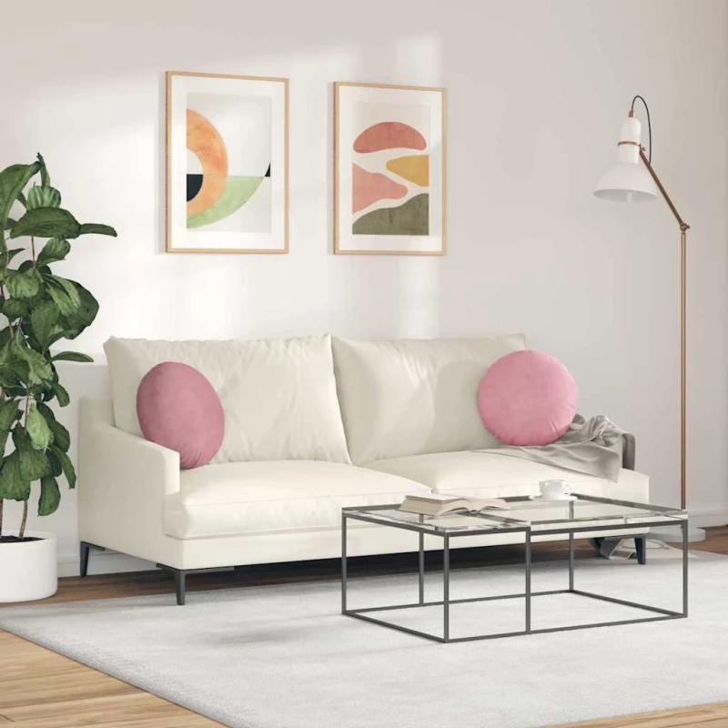 vidaXL Μαξιλάρια καθισμάτων 2 pcs Ροζ Ø 40 x 13 εκ. Βελούδο
