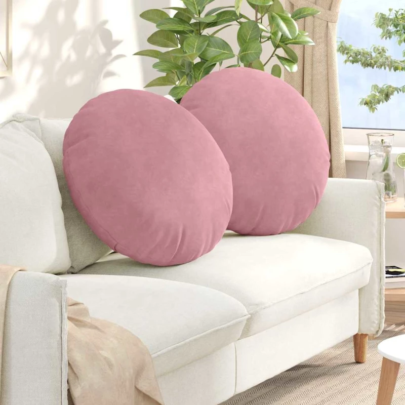 vidaXL Μαξιλάρια καθισμάτων 2 pcs Ροζ Ø 40 x 13 εκ. Βελούδο