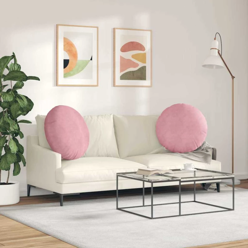 vidaXL Μαξιλάρια καθισμάτων 2 pcs Ροζ Ø 40 x 13 εκ. Βελούδο