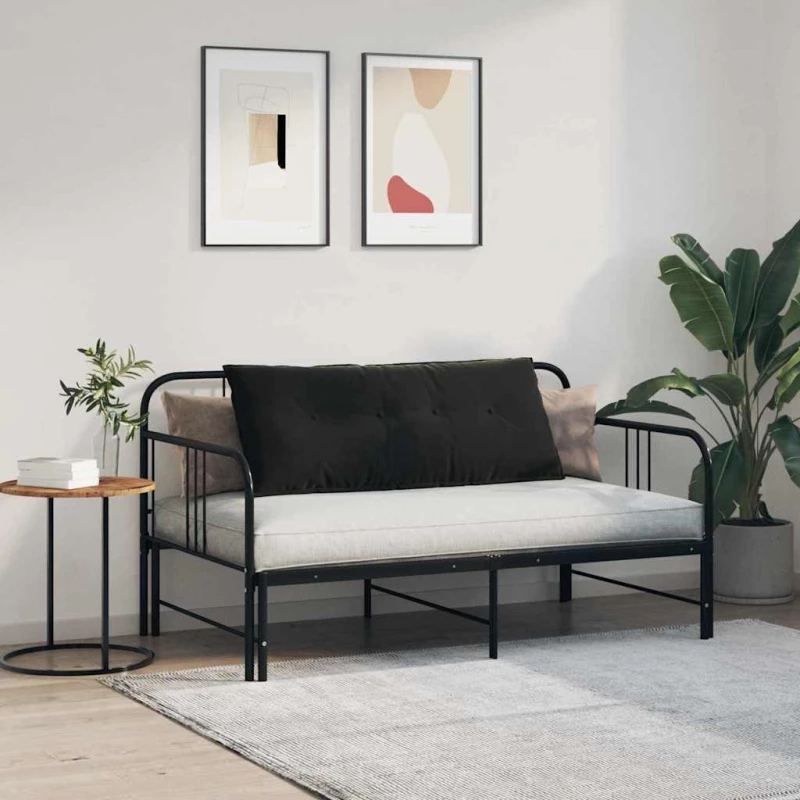 vidaXL Μαξιλάρι Πλάτης Μαύρο 120 x 50 cm Υφασμάτινο Κορντουρά