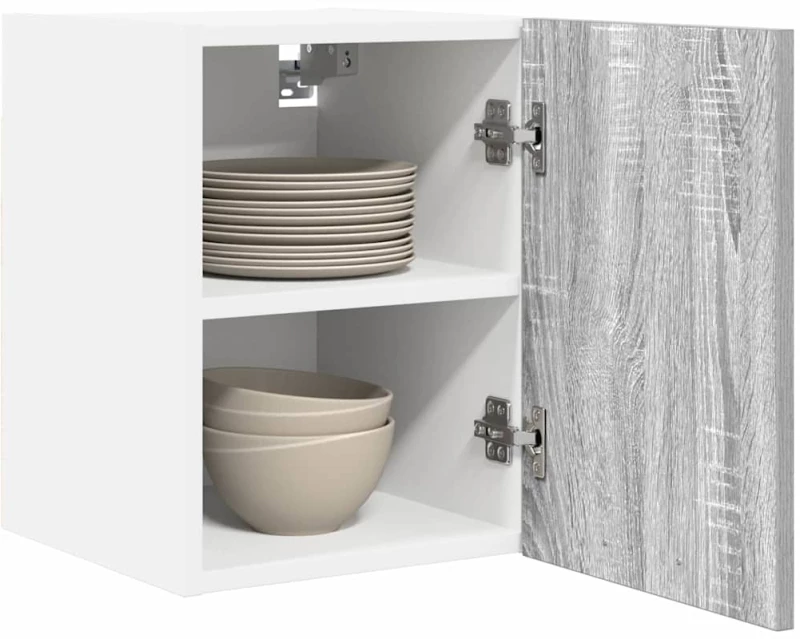 vidaXL Κρεμαστό ντουλάπι με πόρτα Riga 2 pcs Γκρι Σομόνα και Λευκό