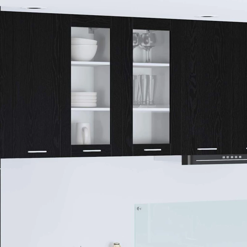 vidaXL Κρεμαστό ντουλάπι Riga 2 pcs Μαύρη Οξυά 40 x 31 x 80 εκ.