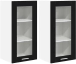 vidaXL Κρεμαστό ντουλάπι Riga 2 pcs Μαύρη Οξυά 40 x 31 x 80 εκ.