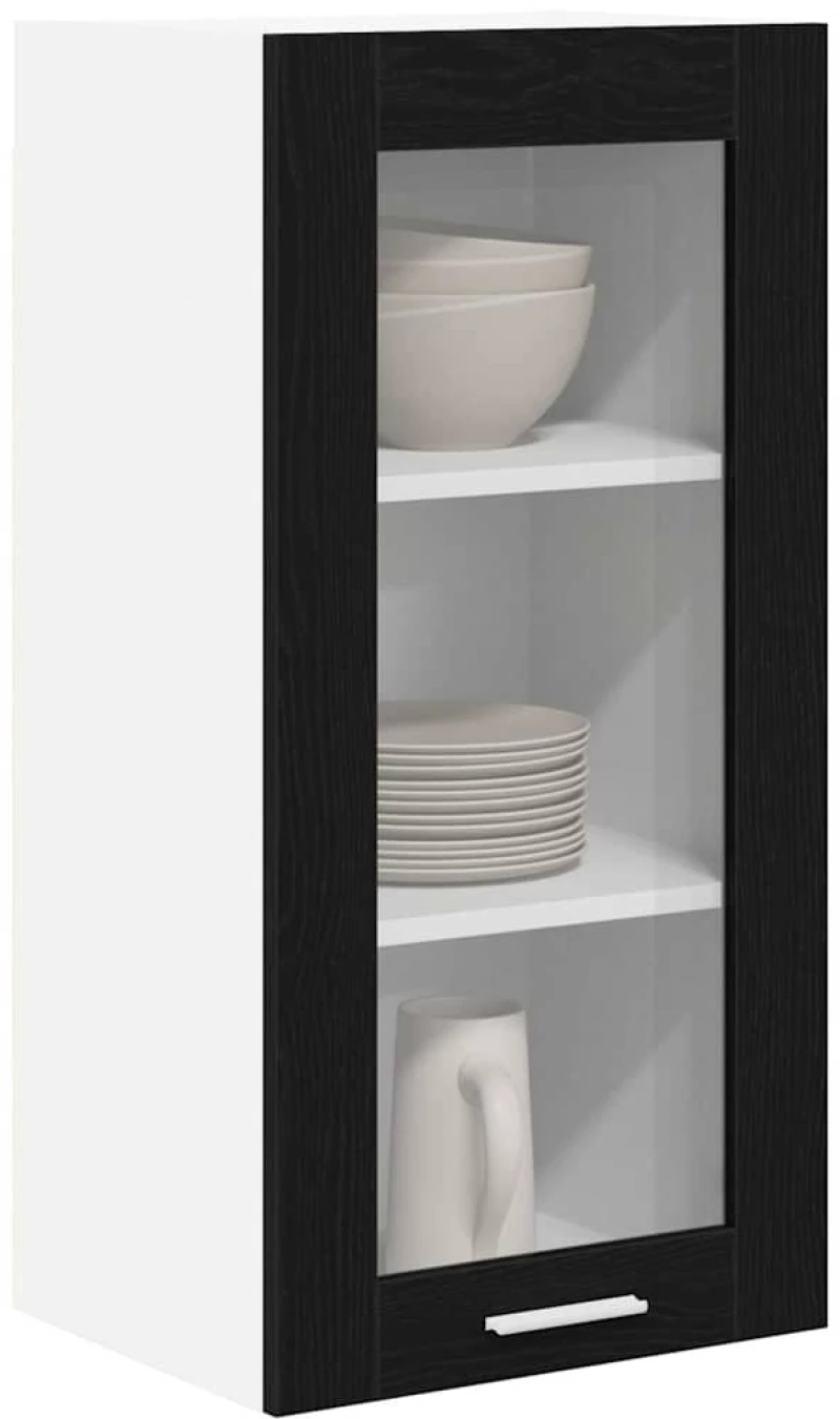 vidaXL Κρεμαστό ντουλάπι Riga 2 pcs Μαύρη Οξυά 40 x 31 x 80 εκ.