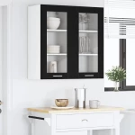 vidaXL Κρεμαστό ντουλάπι Riga 2 pcs Μαύρη Οξυά 40 x 31 x 80 εκ.
