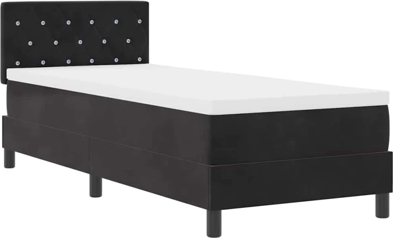 vidaXL LED Κρεβάτι με βάθρο με στρώμα Μαύρο 80 x 200 cm Βελούδο