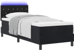 vidaXL LED Κρεβάτι με βάθρο με στρώμα Μαύρο 80 x 200 cm Βελούδο