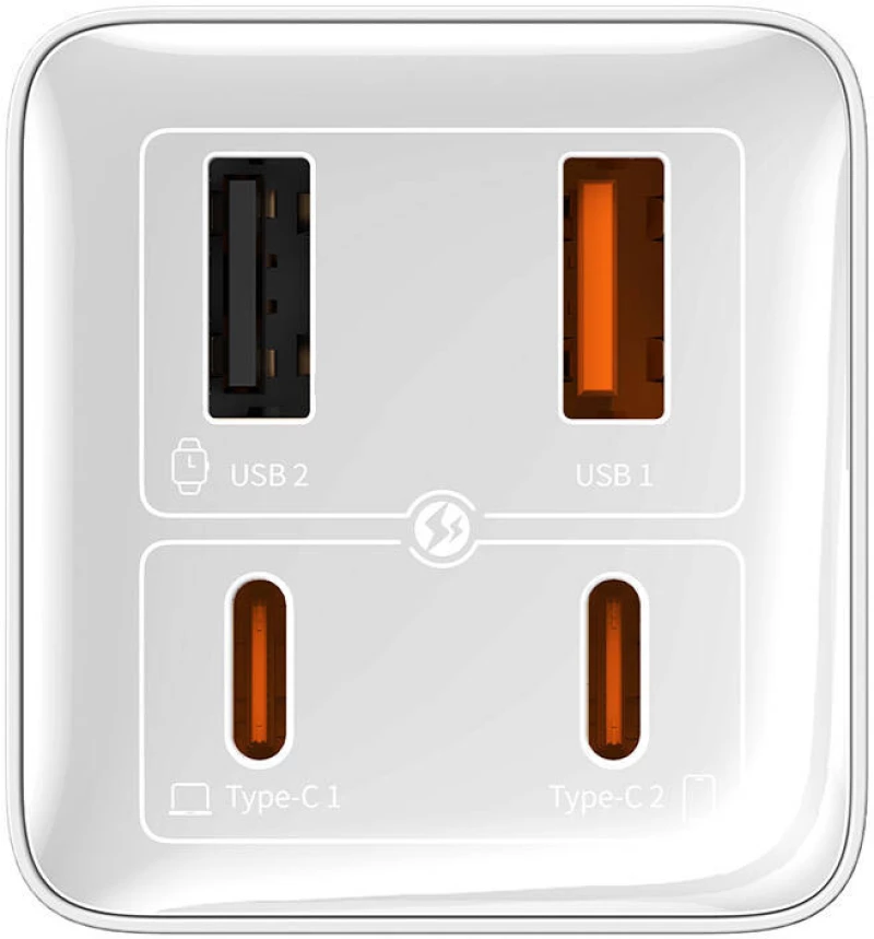Wall charger Baseus GaN6 Pro 2xUSB-C + 2xUSB, 100W (white)