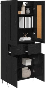 vidaXL Highboard Μαύρη Οξυά 69,5 x 34 x 180 εκ. Επεξεργασμένο ξύλο