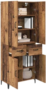 vidaXL Highboard Παλιό Ξύλο 69,5 x 34 x 180 εκ. Επεξεργασμένο ξύλο
