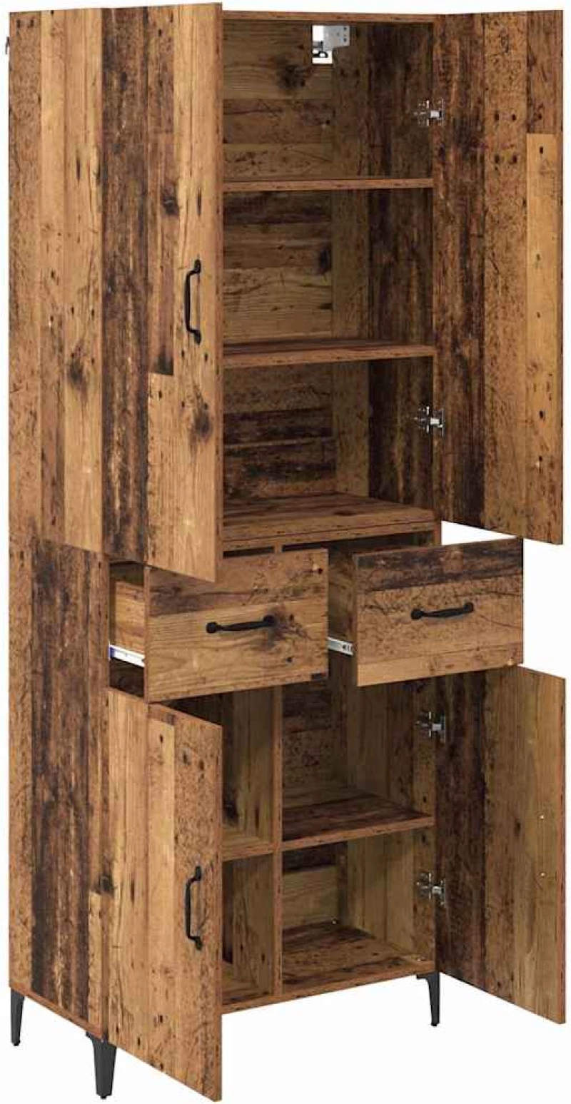 vidaXL Highboard Παλιό Ξύλο 69,5 x 34 x 180 εκ. Επεξεργασμένο ξύλο