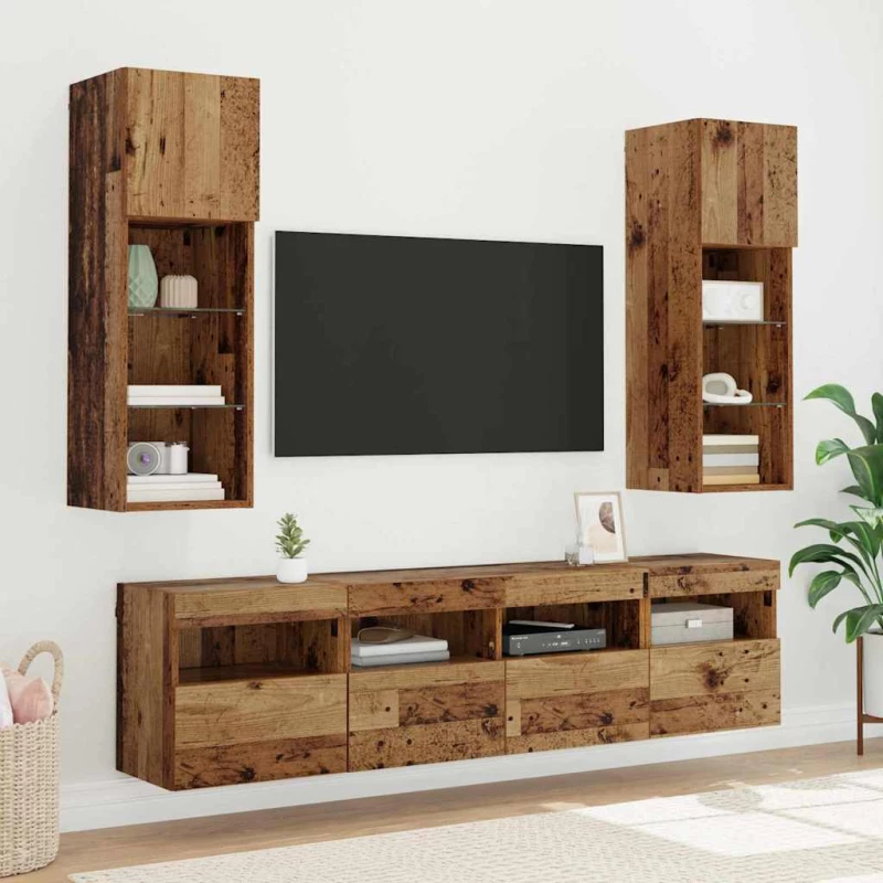 vidaXL Βάσεις τηλεόρασης Επιτοίχιο 2 pcs Παλιό Ξύλο 40 x 30 x 40 εκ