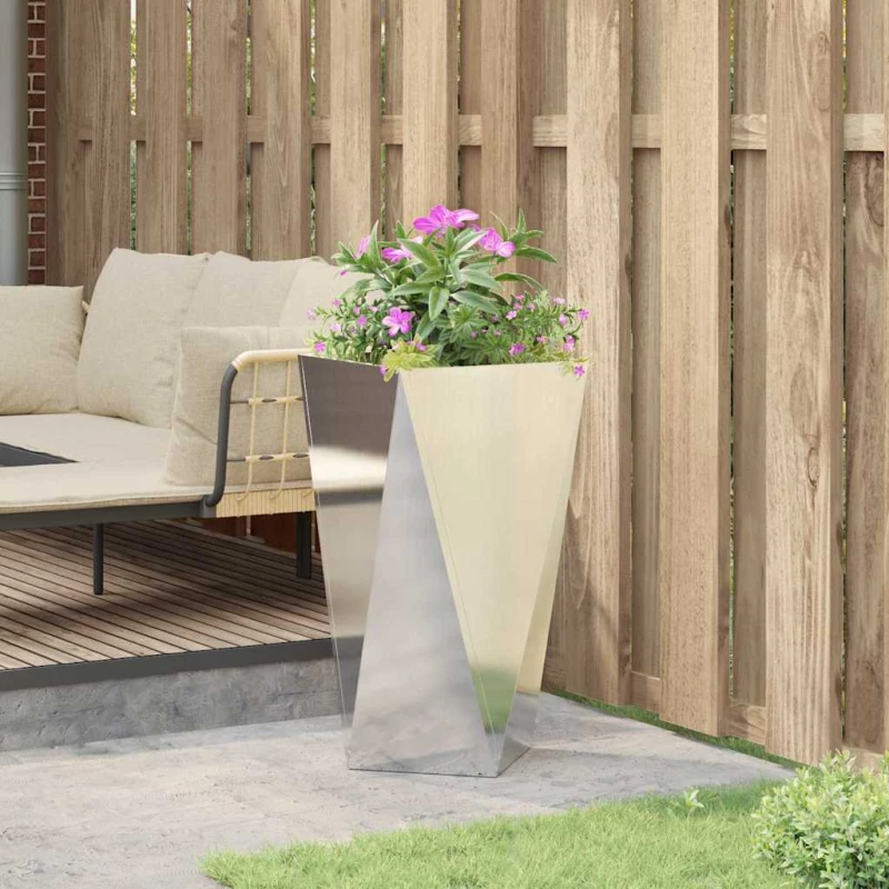 vidaXL Γλάστρα Ασημί 40 x 40 x 75 cm Ανοξείδωτο ατσάλι
