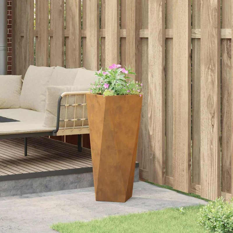 vidaXL Γλάστρα Σκ rusty 30 x 30 x 75 εκ Ατσάλι Σκληρυθέν στον Αέρα