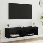 vidaXL Έπιπλα τηλεόρασης Επιτοίχιο 2 pcs Μαύρη Οξυά 60 x 30 x 30 cm