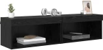 vidaXL Έπιπλα τηλεόρασης Επιτοίχιο 2 pcs Μαύρη Οξυά 60 x 30 x 30 cm