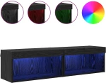 vidaXL Έπιπλα τηλεόρασης Επιτοίχιο 2 pcs Μαύρη Οξυά 60 x 30 x 30 cm