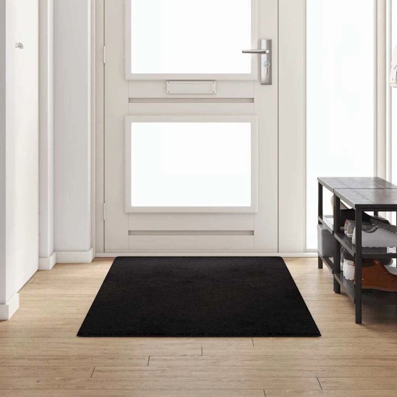 vidaXL Δερμάτινο Χαλί Μαύρο 100 x 250 cm 100% Πολυπροπυλένιο Τούφτα