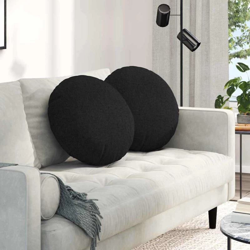 vidaXL Μαξιλάρια καθισμάτων 2 pcs Μαύρο Ø50 x 19 εκ ύφασμα