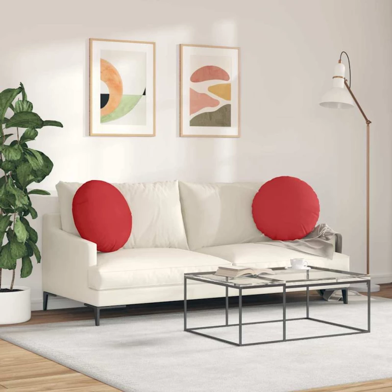 vidaXL Μαξιλάρια καθισμάτων 2 pcs Κόκκινο Ø50 x 19 εκ ύφασμα