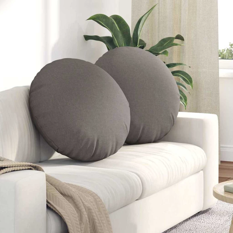 vidaXL Μαξιλάρια καθισμάτων 2 pcs Taupe Ø60 x 21 εκ ύφασμα