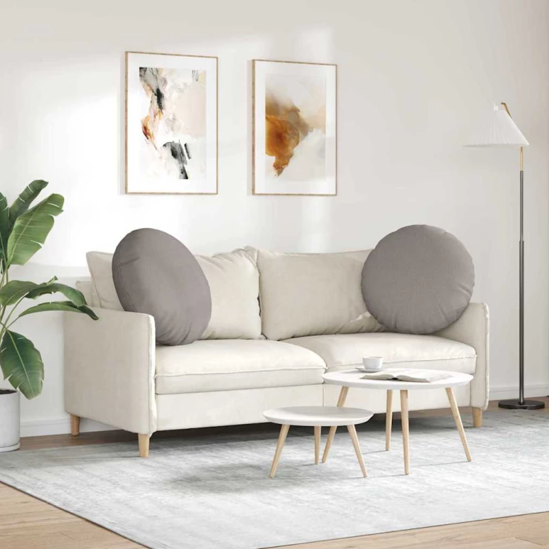 vidaXL Μαξιλάρια καθισμάτων 2 pcs Taupe Ø60 x 21 εκ ύφασμα