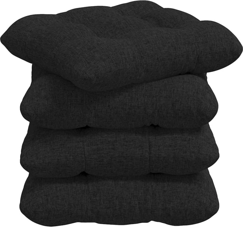 vidaXL Μαξιλάρια καθισμάτων 4 pcs Μαύρο 40 x 40 x 12 εκ. ύφασμα