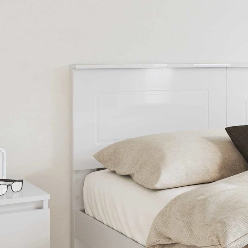 vidaXL Κεφαλάρι με κεφαλάρι Λαμπερό Λευκό 120 cm Επεξεργασμένο ξύλο