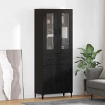 vidaXL Highboard Μαύρη Οξυά 69,5 x 34 x 180 εκ. Επεξεργασμένο ξύλο