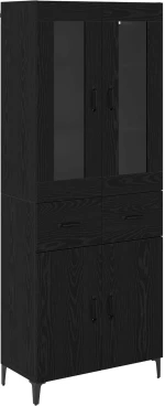 vidaXL Highboard Μαύρη Οξυά 69,5 x 34 x 180 εκ. Επεξεργασμένο ξύλο