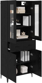 vidaXL Highboard Μαύρη Οξυά 69,5 x 34 x 180 εκ. Επεξεργασμένο ξύλο