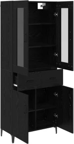 vidaXL Highboard Μαύρη Οξυά 69,5 x 34 x 180 εκ. Επεξεργασμένο ξύλο