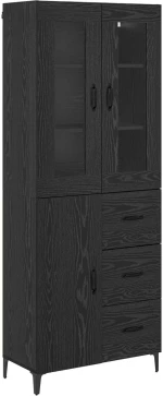 vidaXL Highboard Μαύρη Οξυά 69,5 x 34 x 180 εκ. Επεξεργασμένο ξύλο