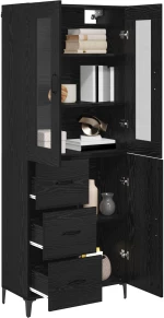vidaXL Highboard Μαύρη Οξυά 69,5 x 34 x 180 εκ. Επεξεργασμένο ξύλο