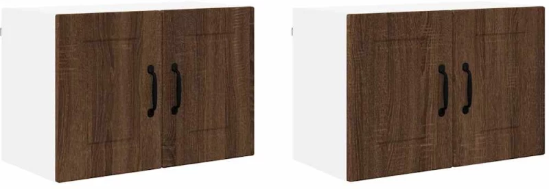 vidaXL Κρεμαστό ντουλάπι κουζίνας 2 pcs Καφέ δρυς 60 x 31 x 40 εκ