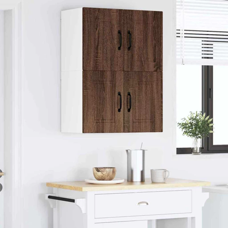 vidaXL Κρεμαστό ντουλάπι κουζίνας 2 pcs Καφέ δρυς 60 x 31 x 40 εκ