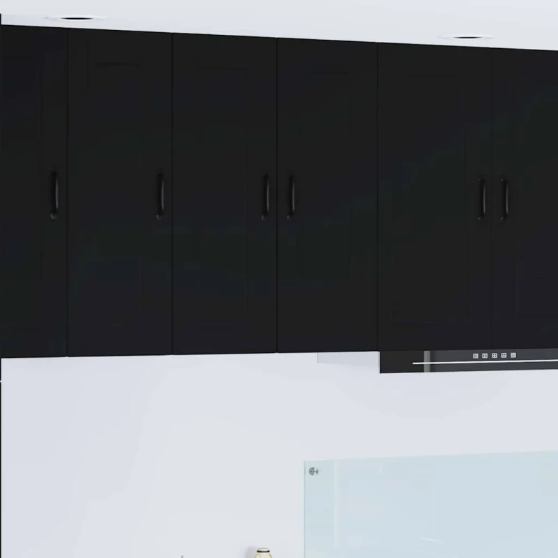 vidaXL Κρεμαστό ντουλάπι κουζίνας με ράφι 2 pcs Μαύρο 30 x 31 x 80 εκ.