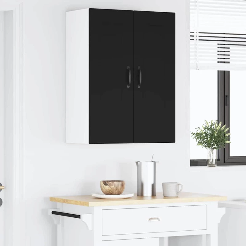 vidaXL Κρεμαστό ντουλάπι κουζίνας με ράφι 2 pcs Μαύρο 30 x 31 x 80 εκ.