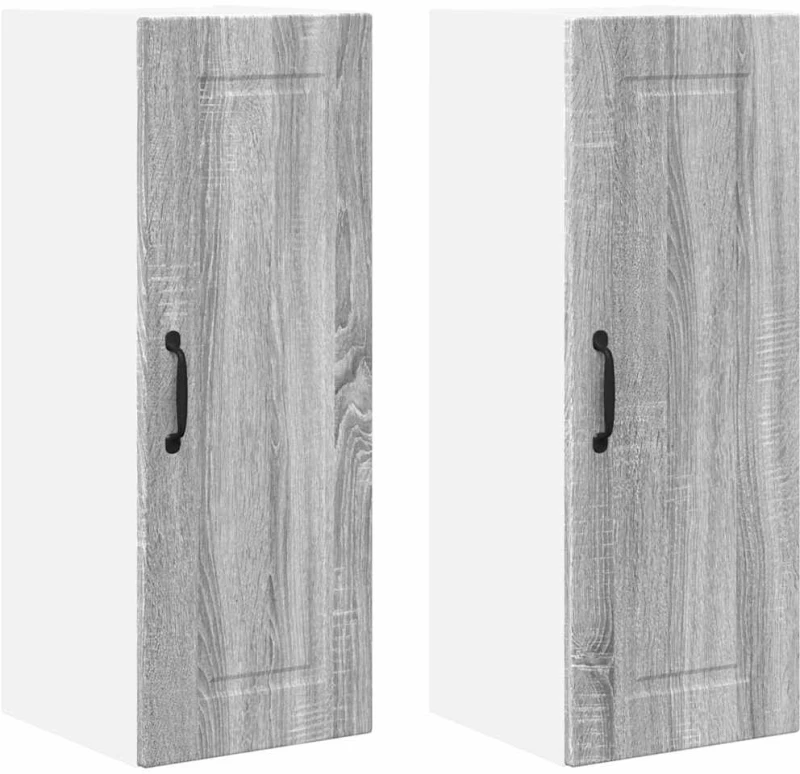 vidaXL Κρεμαστό ντουλάπι κουζίνας 2 pcs Γκρίζο Σονομα 30 x 31 x 80 εκ.