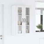 vidaXL Κρεμαστό ντουλάπι κουζίνας με ράφι Λευκό 60 x 31 x 100 εκ.
