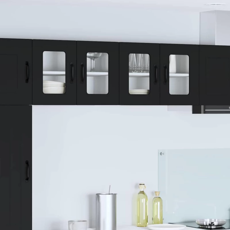 vidaXL Κρεμαστό ντουλάπι κουζίνας με ράφι 2 pcs Μαύρο 60 x 31 x 40 εκ