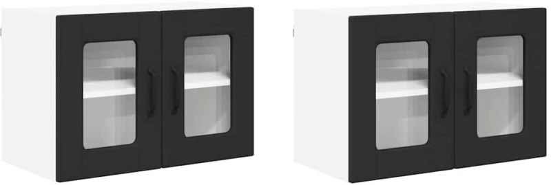 vidaXL Κρεμαστό ντουλάπι κουζίνας με ράφι 2 pcs Μαύρο 60 x 31 x 40 εκ